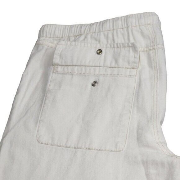 We The Free Womens Ivory Relax Cotton Pants Wide Leg Drawstring Waistband L NEW - Picture 4 of 15